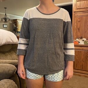Charlotte Russe Gray and White Tunic Top